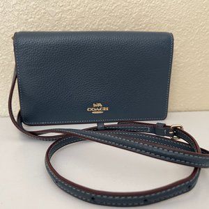 Coach - Foldover Clutch Crossbody in Dark Denim Marigold